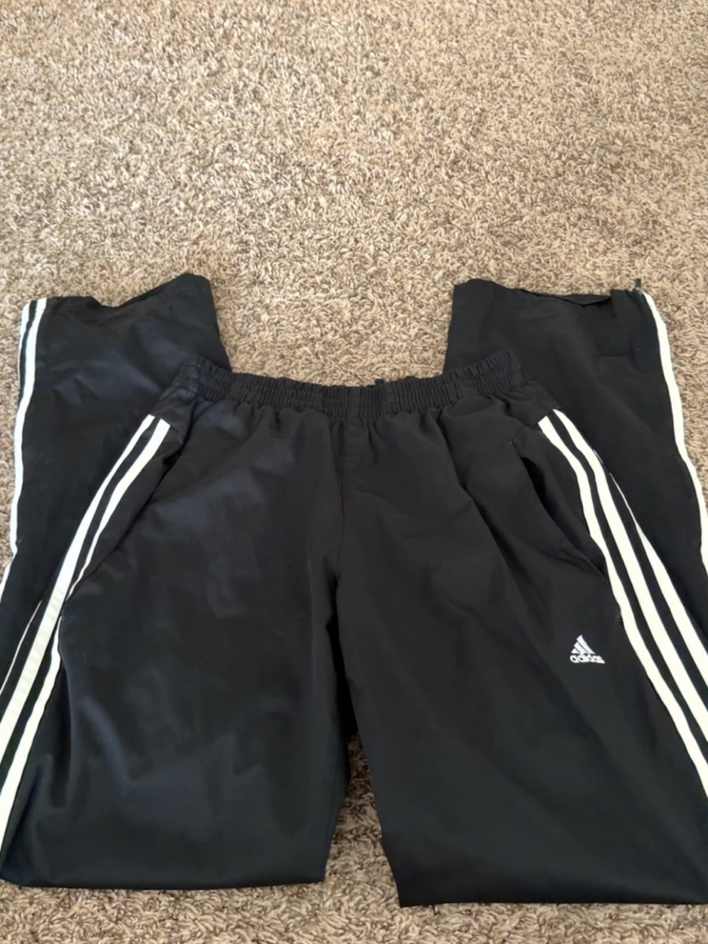 Adidas Mens Black Track Pants with White Stripes